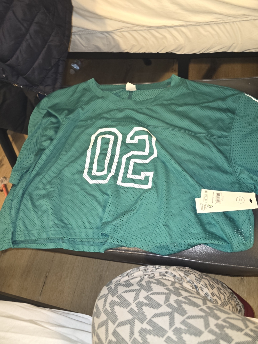 No Boundaries Teal Mesh Jersey Top with White '02' Graphic
